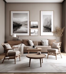 Large luxury modern bright interiors Living room. Generative Ai.