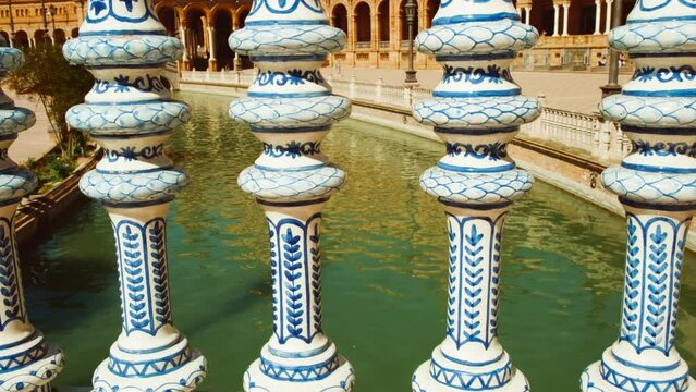 The stunning Plaza de Espana, Seville, Andalusia, Spain, built for the Ibero-American Exposition of 1929, designed by Anibal Gonzalez