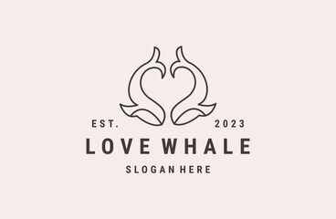love whale logo vector icon illustration hipster vintage retro .