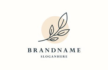 Botanical vector logo. Bio cosmetics emblem. Organic product sign.