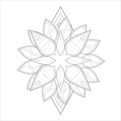 Obraz premium Coloring Page for Adult for Fun and Refreshing. Hand Drawn Sketch for Adult Anti Stress Coloring Page. Decorative Doodle flowers in Black Isolated on White Background.-vector