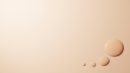 ベージュの背景に円形の液体。コピースペースあり。（横長）