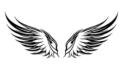 Angel wings, bird wings collection cartoon hand drawn vector illustration. Logo, icon
