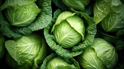 Fototapeta premium Wet cabbage with drops of water Generative AI