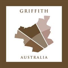 Griffith City Map Geometric Illustration Creative Logo