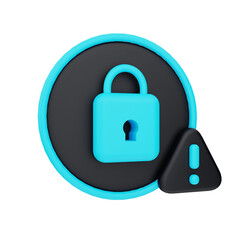 3d illustration of security warning object.