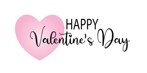 Happy Valentines Day Typographic Lettering isolated on white Background With Pink Heart and Arrow Vector Illustration of a Valentine's Day Card.
