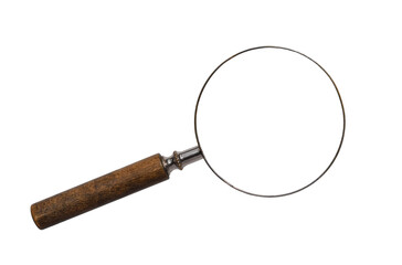 Old antique magnifying glass isolated cutout on transparent - obrazy, fototapety, plakaty