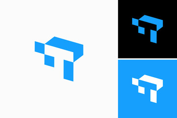 initial letter pixel t logo vector premium design