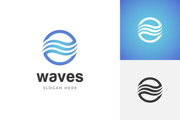 Water wave logo icon design vector illustration, abstract blue waves graphic element