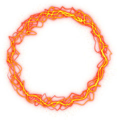 orange glowing neon circle magic portal