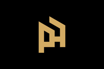 initial letter ph with building logo vector premium design