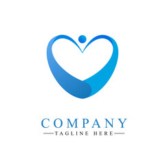 abstract heart people logo design template vector