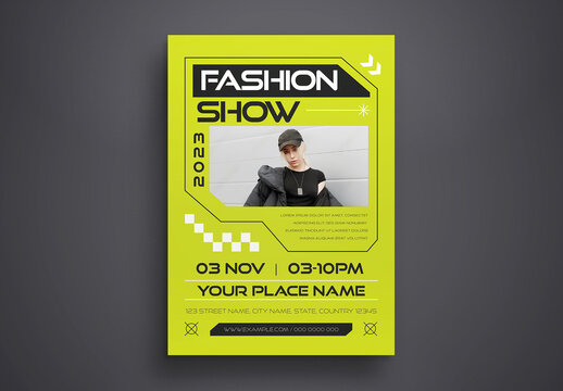 Yellow Edgy Fashion Show Flyer Layout