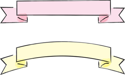 水彩のリボン（ピンク・黄色）
