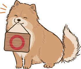 丸マークを持つポメラニアン（オレンジ）