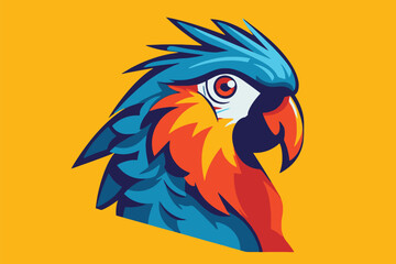 blue and yellow parrot mascot logo