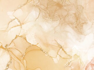 beige brown gold abstract background of marble liquid ink art painting. Image of original artwork watercolor alcohol ink paint texture