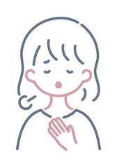 溜息をつく女性のシンプルなイラスト