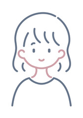 笑顔の女性のシンプルなイラスト