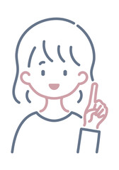 笑顔で説明する女性のシンプルなイラスト