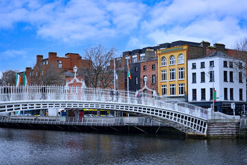 Ha'penny Bridge, a historic footbridge across the River Liffey in Dublin
