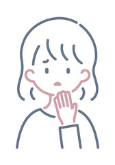困っている女性のシンプルなイラスト