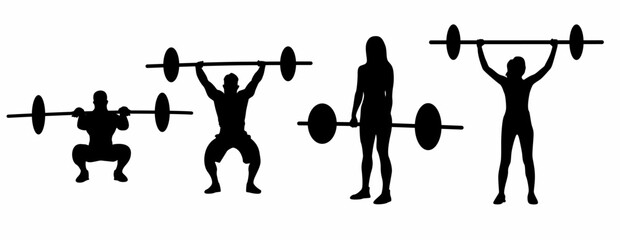 Vector weightlifting silhouette, icon - obrazy, fototapety, plakaty
