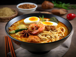 Generative Ai: Curry mee in the black bowl