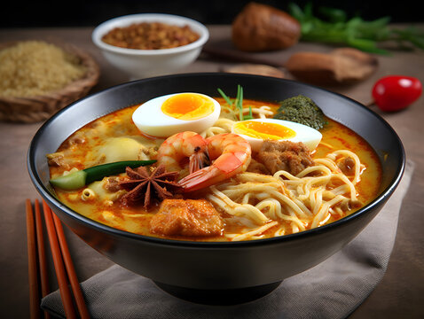 Generative Ai: Curry mee in the black bowl