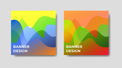 Abstract gradient banner design with colorful wavy art style