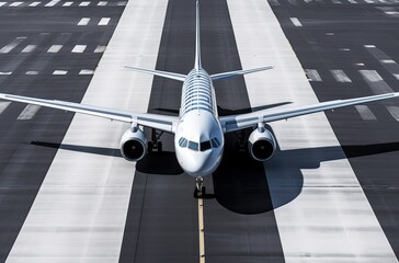 plane taking off from airport runways for traveling and transport business. Generative Ai.