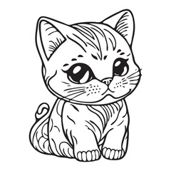 Fototapeta na wymiar Cute little cat. Black and white vector illustration for coloring book