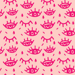 Abstract Aesthetic Eyes Seamless Pattern Background