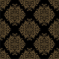 Golden Ornament Seamless Pattern Black Background