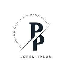 PP Letter Logo Design with a Creative Cut. Creative logo design