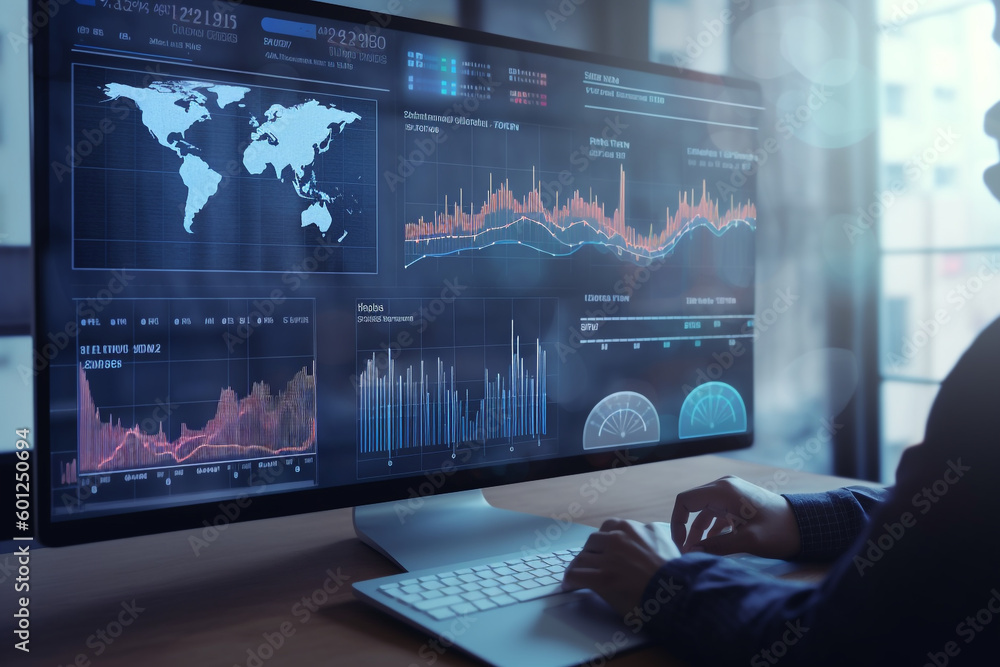 Poster business analytics dashboard with charts, metrics and kpi to analyze performance and create insight 