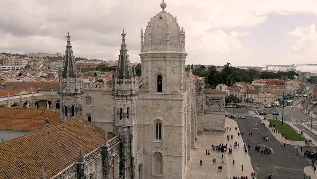 Aerial View Of Jeronimos Monastery And The Maritime Museum In Belem, Lisbon, Portugal.