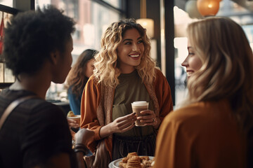 a woman laughing with her friends, generative AI