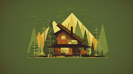 graphic design of a wooden house