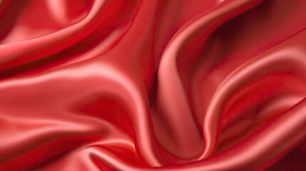 Obraz premium Closeup of rippled red satin fabric as background texture