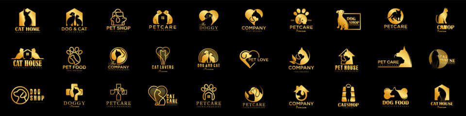 Dog Cat Pet Shop icon set Vector Logo design .This logo could be use as logo of pet shop, pet clinic