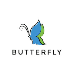 Butterfly girl wings leaf, wellness woman healthy life logo design inspiration