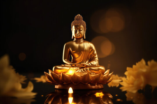 Buddha mediate on lotus, enlightenment, generative AI