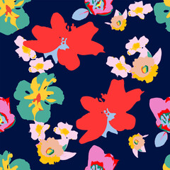 Floral seamless pattern with abstract big flowers.
