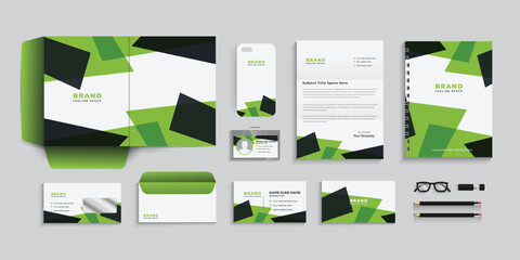 Stationery design set, with green and black color. eps