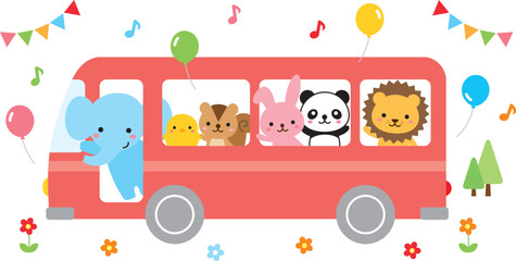 幼稚園などのかわいい動物バス