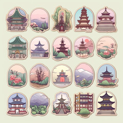 Japan illustration sticker vector