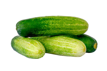 Four cucumbers for greens, in a stack composition