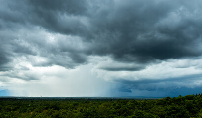 Obraz na płótnie Canvas Storm clouds with the rain. Nature Environment Dark huge cloud sky black stormy cloud